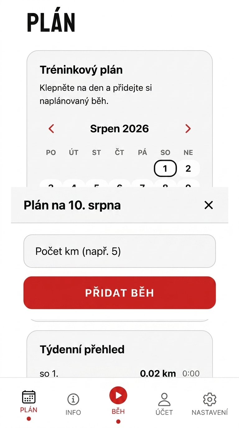 C-RUN - obrazovka ve světlém módu
