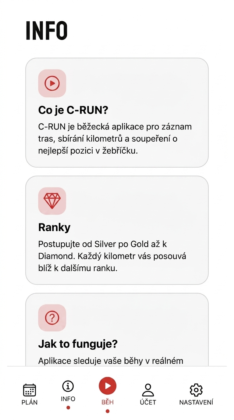 C-RUN - obrazovka ve světlém módu